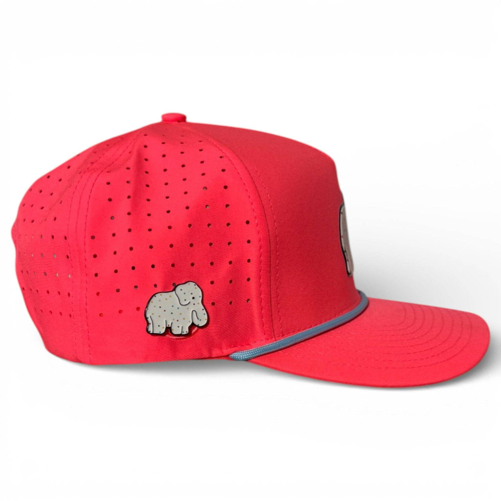 Frosted Elephant Golf Hat | Snapback Cap | Built-in Magnetic Ball Marker Holder + Marker Included | Adjustable | Elephant Cookie Pink