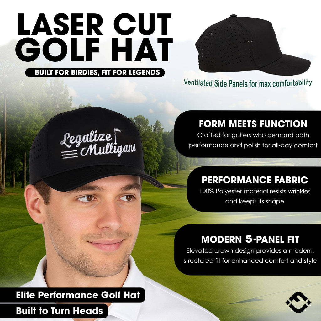 Laser Cut Golf Cap -Legalize Mulligans - Black
