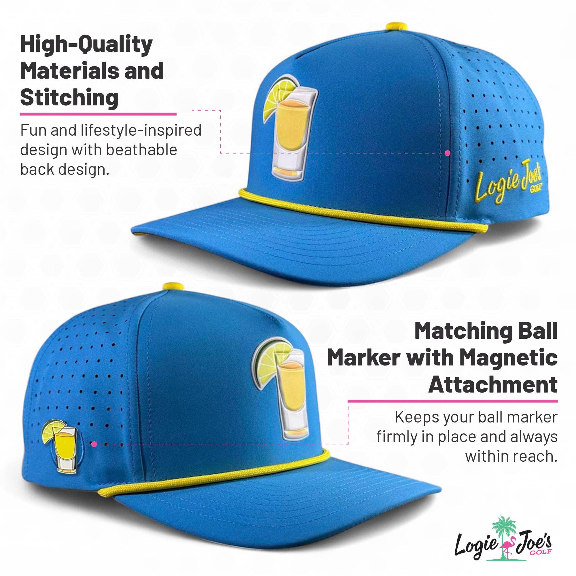 Transfusion Golf Hat | Snapback Cap | Built-in Magnetic Ball Marker Holder + Marker Included | Adjustable Light Gray