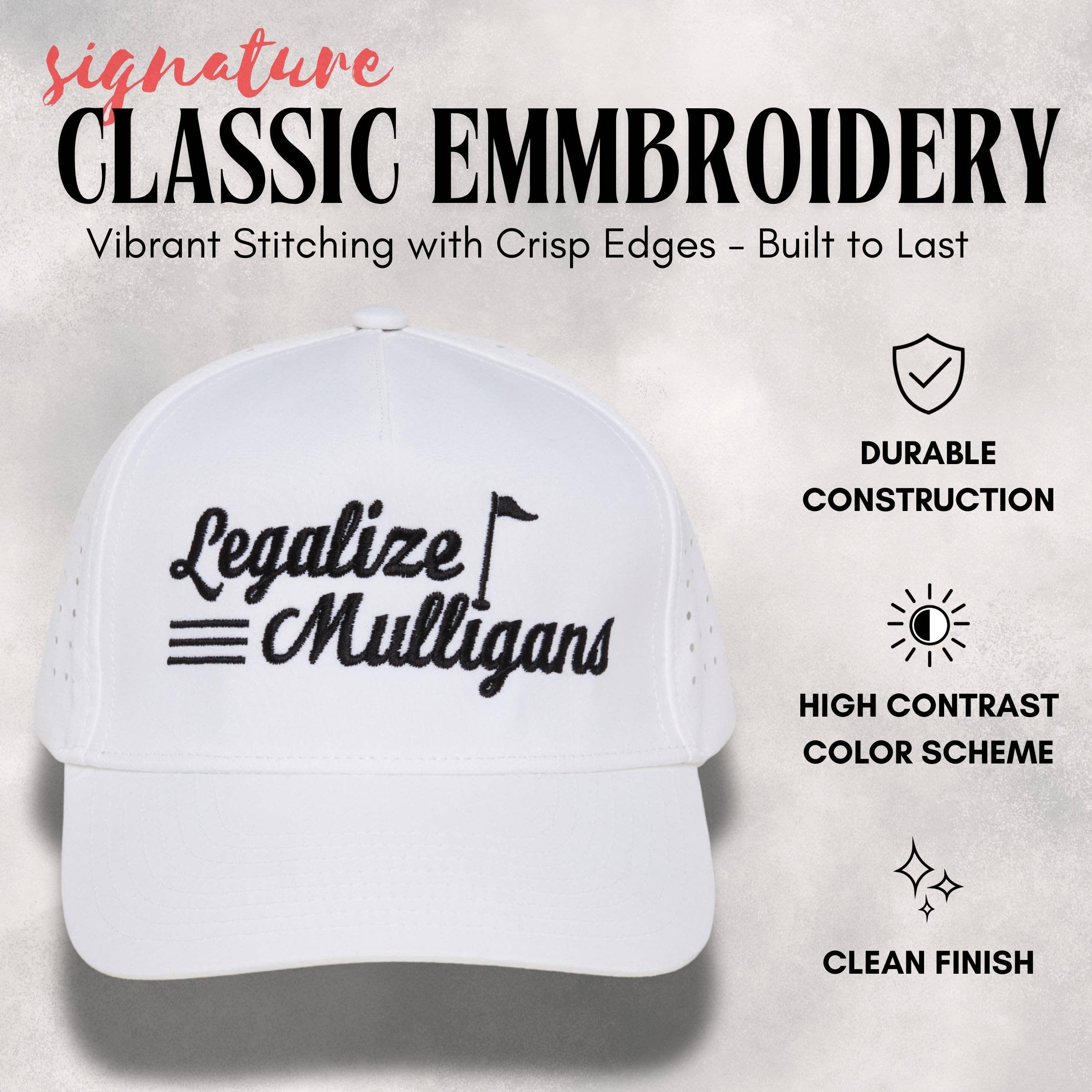 Laser Cut Golf Cap -Legalize Mulligans - White