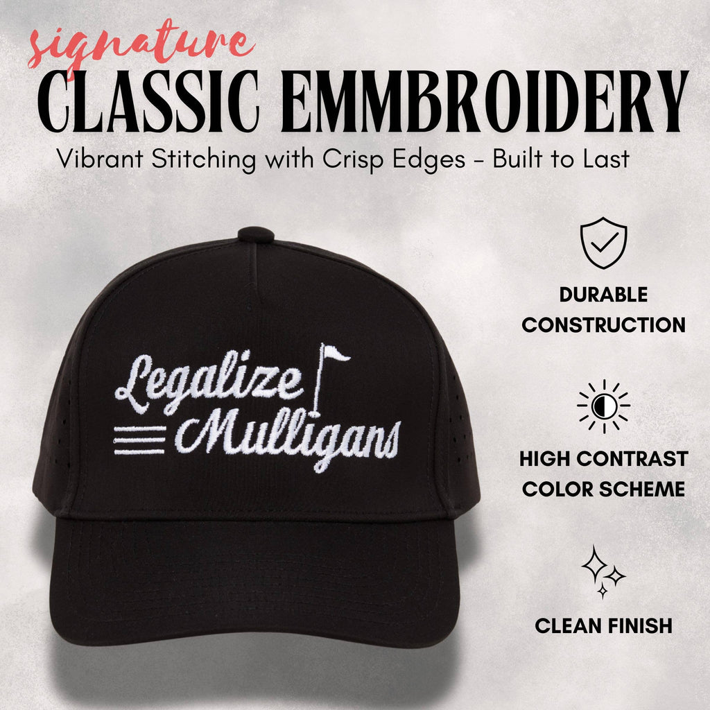 Laser Cut Golf Cap -Legalize Mulligans - Black