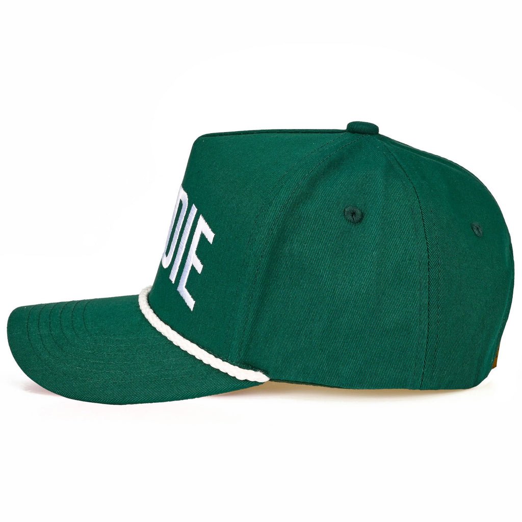 C.C CADDIE Letter with Rope on Two Tone Trucker Hat: White/Green