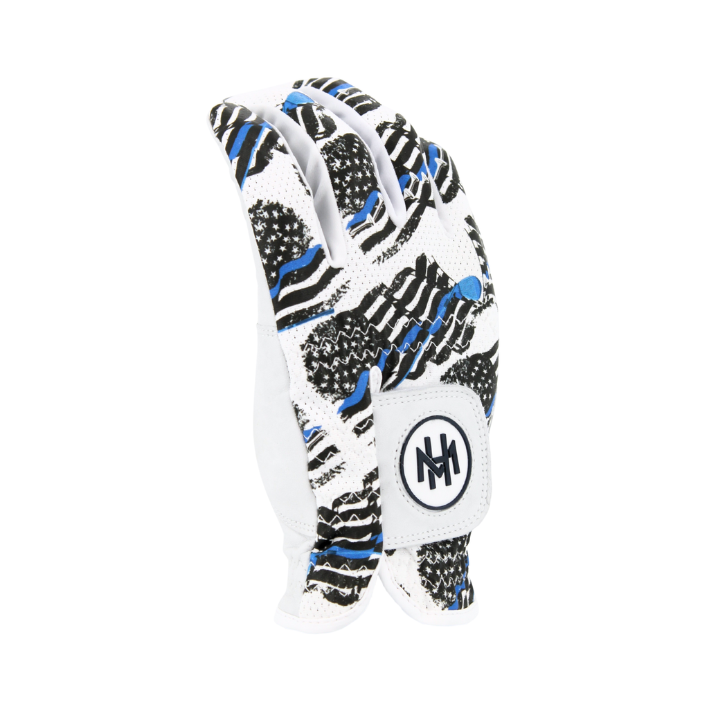 USA Blue Line Men's Golf Glove | MULLIGAN HOOLIGAN®: Blue Line Flag / Worn On Left Hand / Men's XL