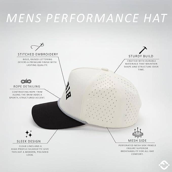 Laser Cut Golf Rope Cap -  Birdies (Upside Down) - Black/Bei