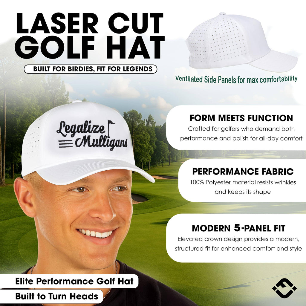 Laser Cut Golf Cap -Legalize Mulligans - White