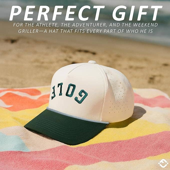 Laser Cut Golf Rope Cap -  Golf - Green/Beige
