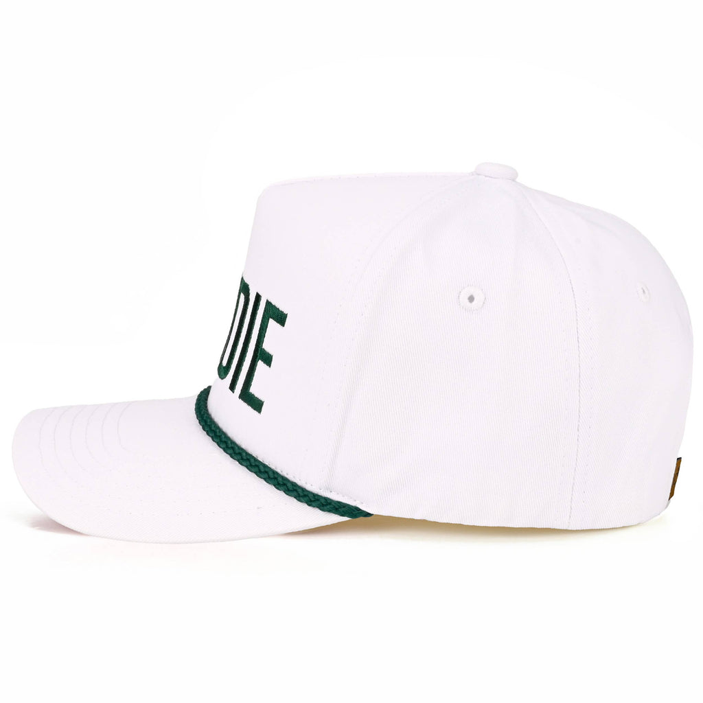 C.C CADDIE Letter with Rope on Two Tone Trucker Hat: White/Green