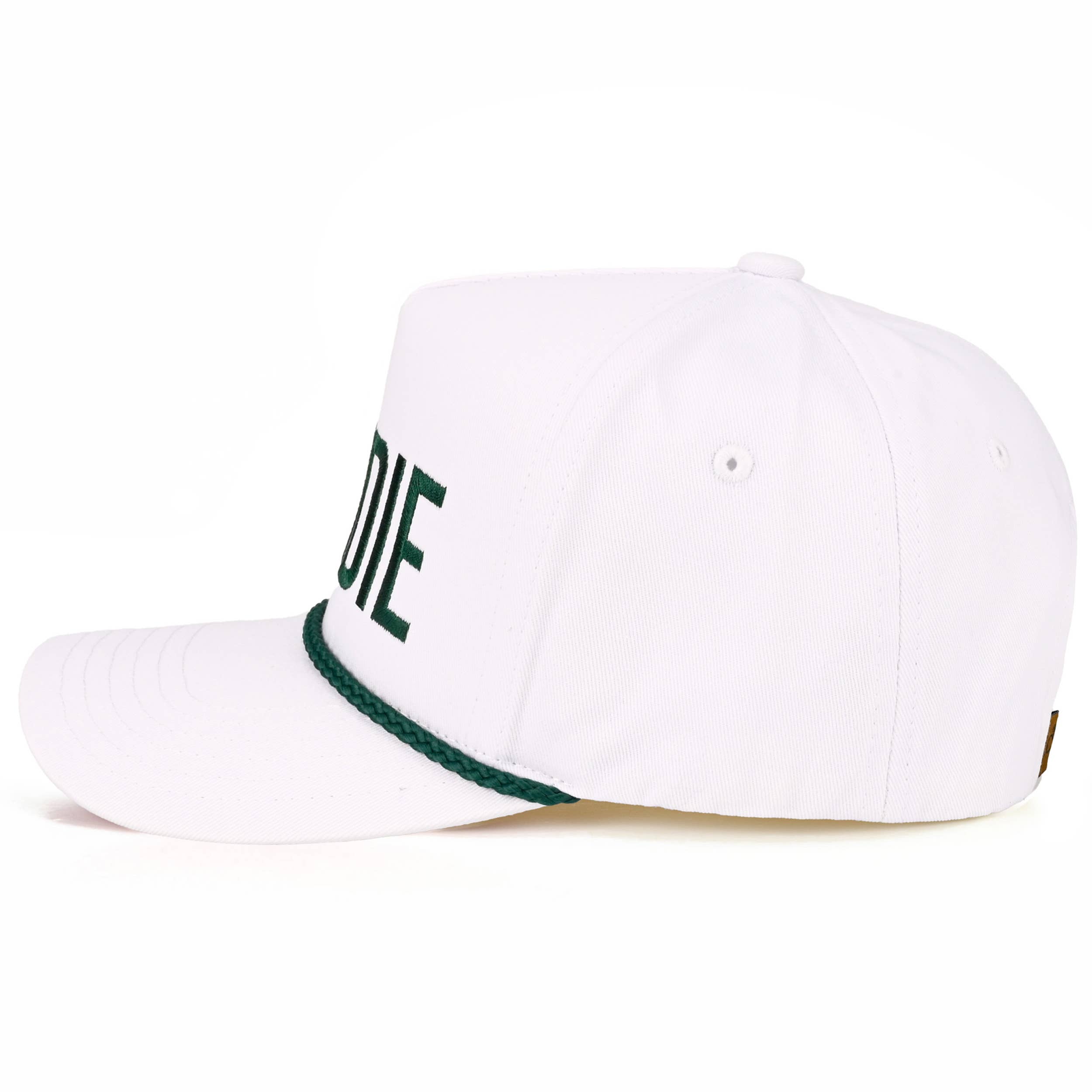 C.C CADDIE Letter with Rope on Two Tone Trucker Hat: White/Green