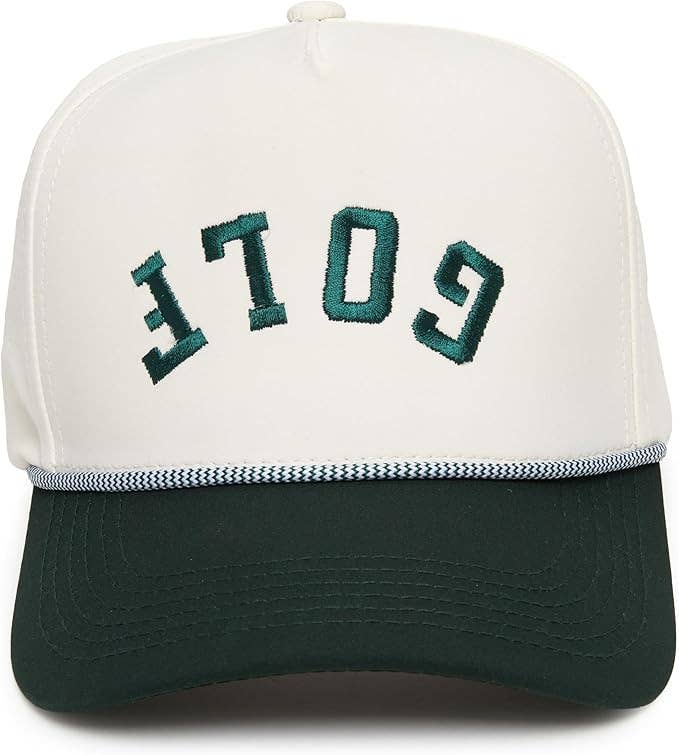 Laser Cut Golf Rope Cap -  Golf - Green/Beige