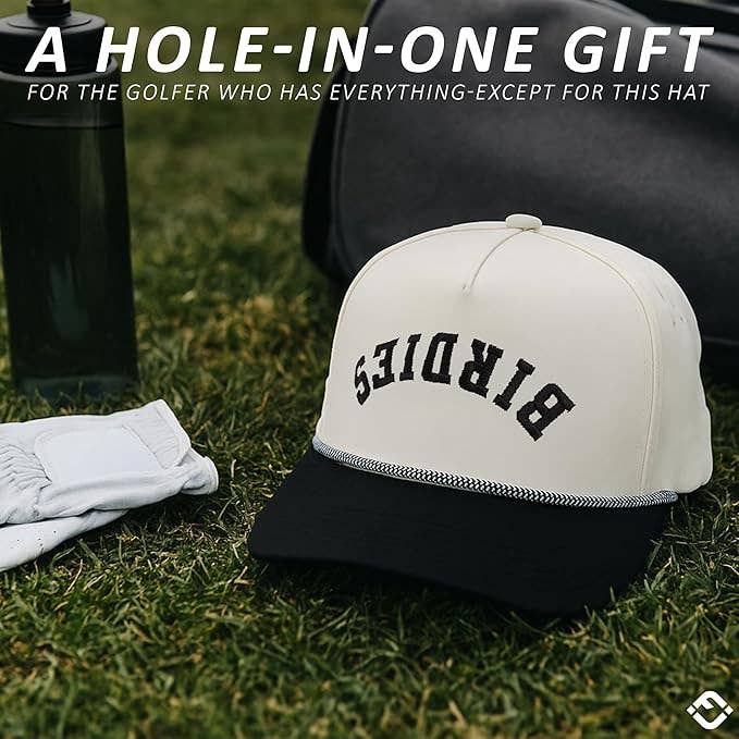 Laser Cut Golf Rope Cap -  Birdies (Upside Down) - Black/Bei