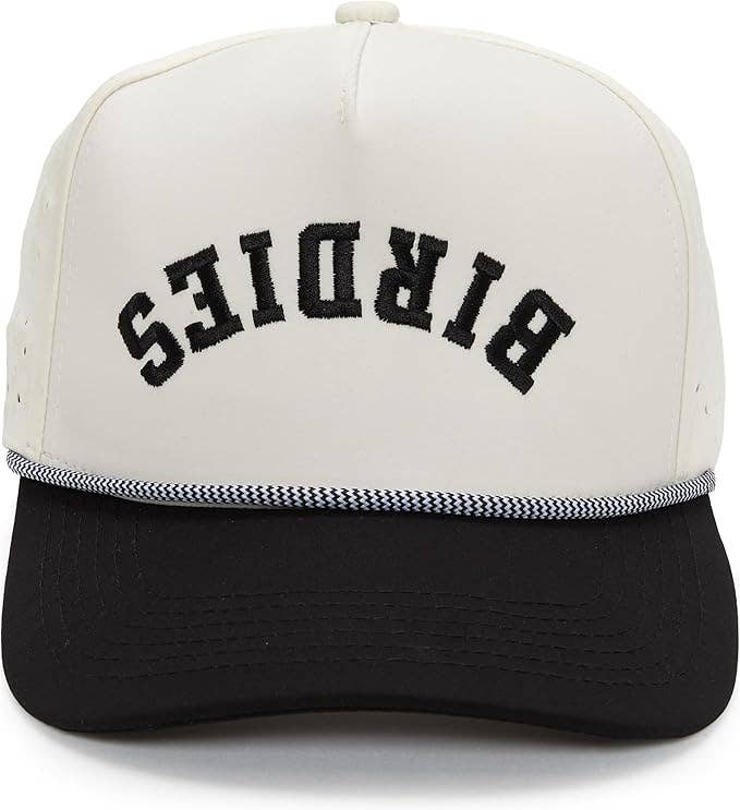 Laser Cut Golf Rope Cap -  Birdies (Upside Down) - Black/Bei