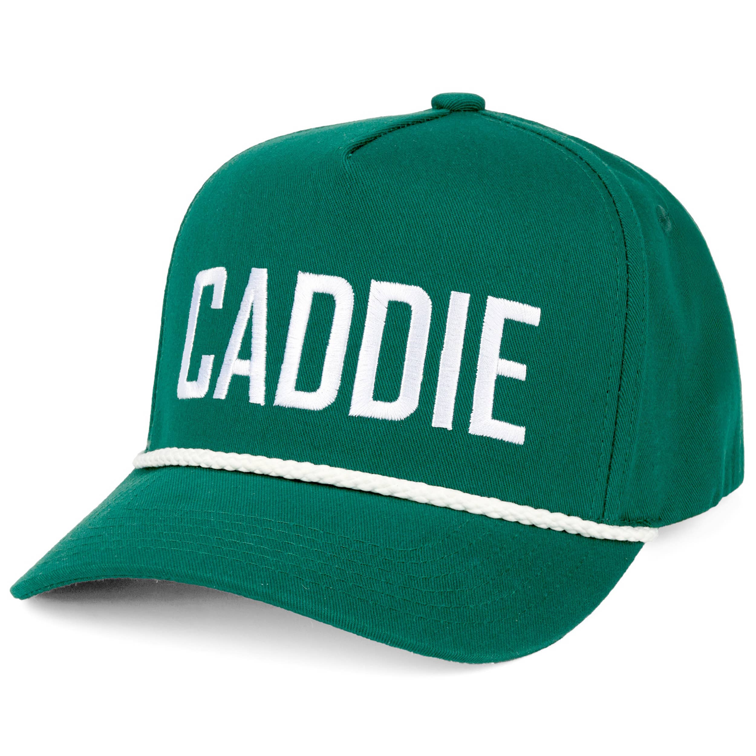 C.C CADDIE Letter with Rope on Two Tone Trucker Hat: Dark Green/White