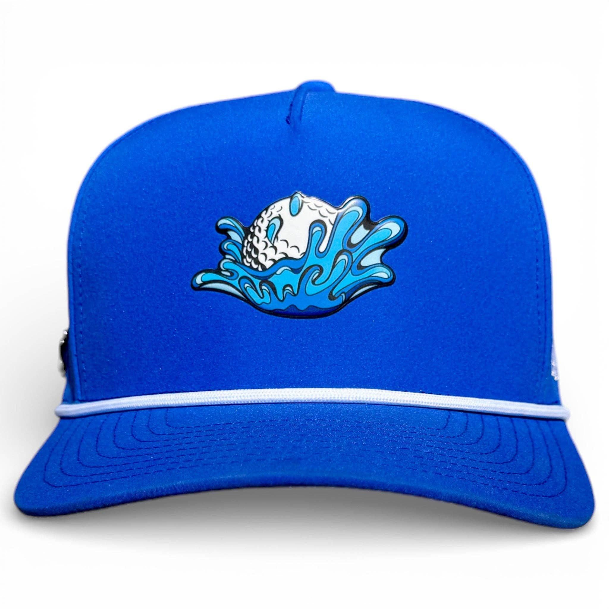 Water Ball Golf Hat | Snapback Cap | Built-in Magnetic Ball Marker Holder + Marker Included | Adjustable Blue