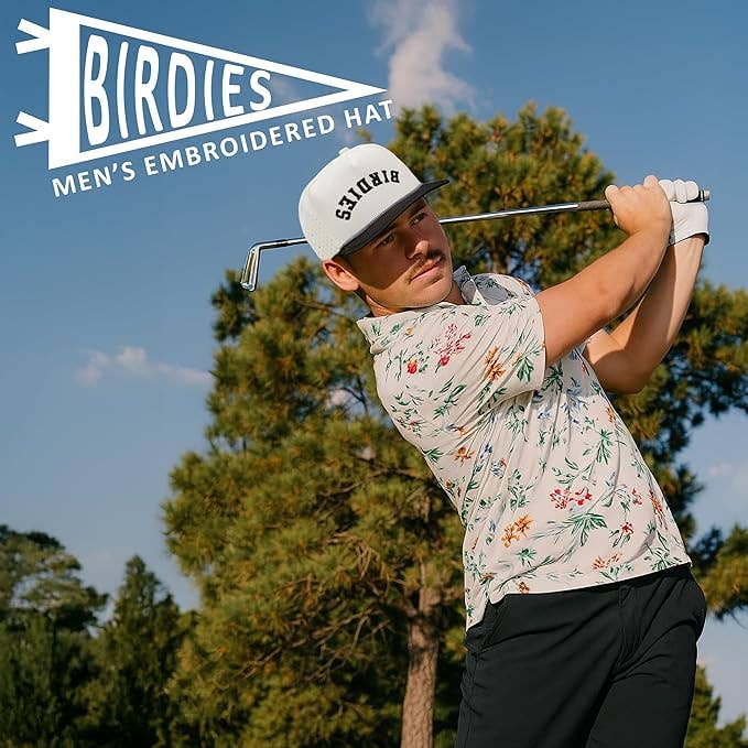 Laser Cut Golf Rope Cap -  Birdies (Upside Down) - Black/Bei