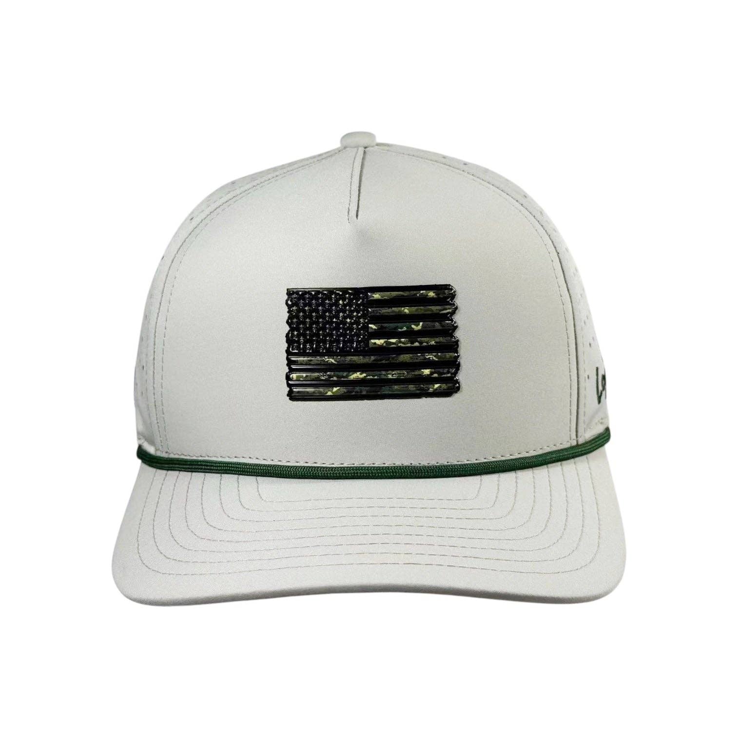 Tactical Golf Hat | Snapback Cap | Built-in Magnetic Ball Marker Holder + Marker Included | Adjustable American Camo