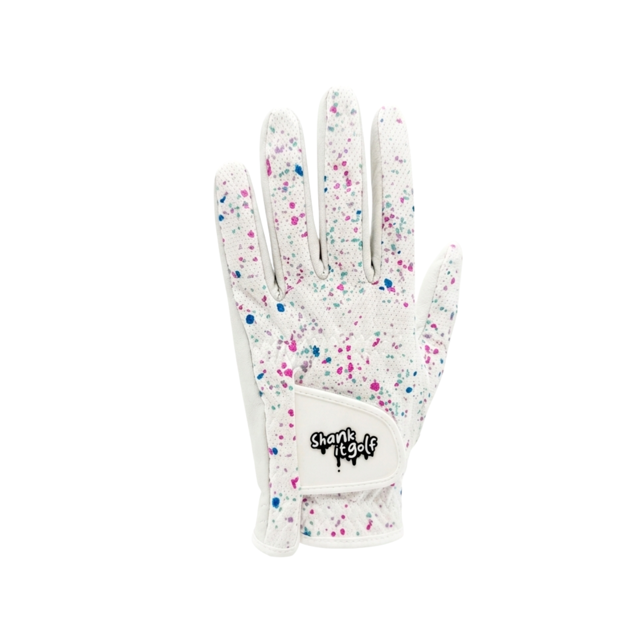 White Paint Splatter Golf Glove: XL Worn On Left Hand