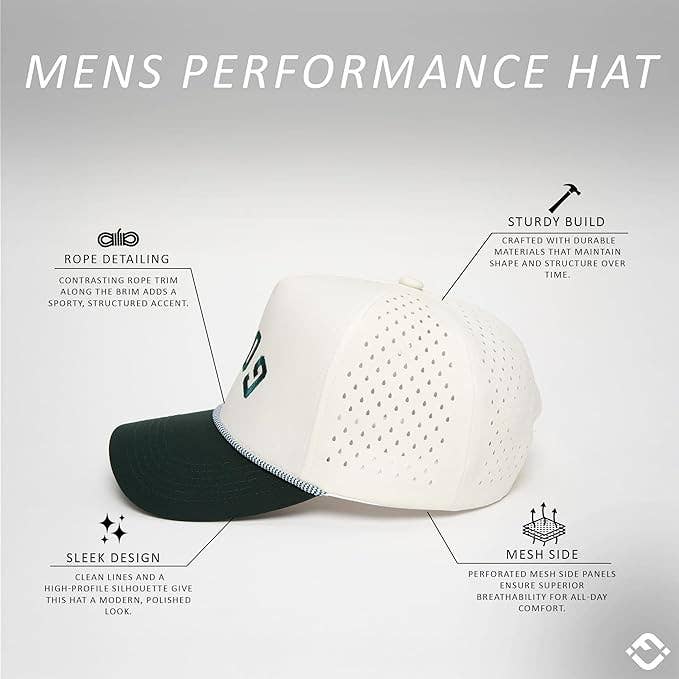 Laser Cut Golf Rope Cap -  Golf - Green/Beige